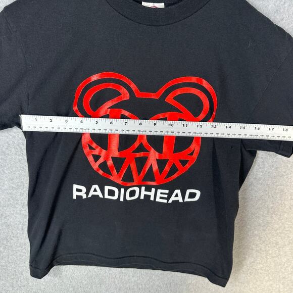 Vintage Y2K Radiohead Rare Kid A Concert Shirt Black Large Band Logo Graphic Tee - Picture 3 of 10